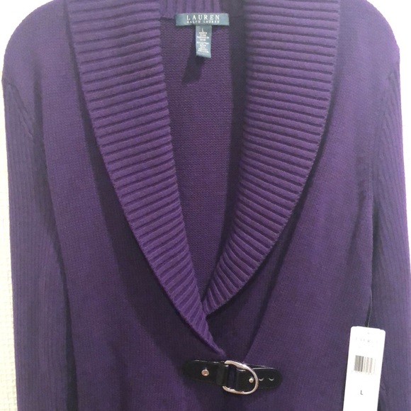 Ralph Lauren Purple Cardigan Buckle Sweater - Picture 4 of 12